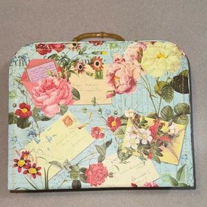 🐶POOCH & SWEETHEART💖 Floral Paper Cardboard Suitcase with Bamboo Handle